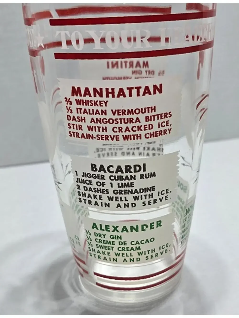 Vintage 1940/1950s: Hazel Atlas: Cocktail Recipe Shaker